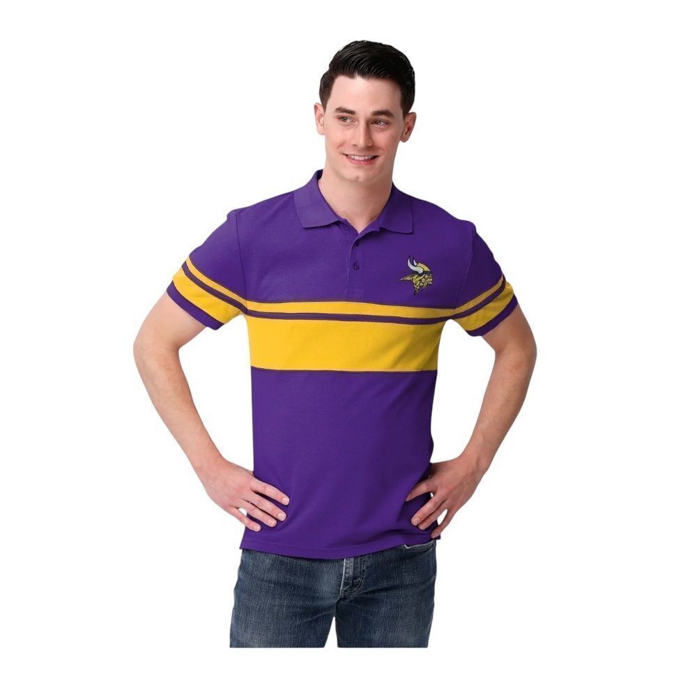 FOCO Men's NFL Minnesota NWT
Vikings Stripe Polo Shirt